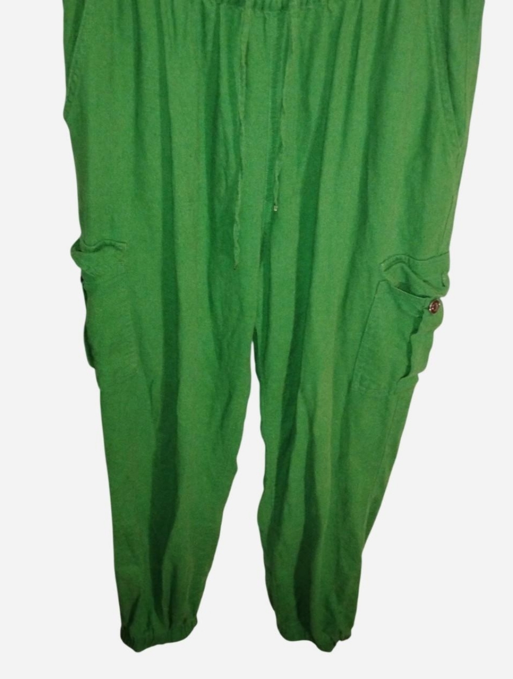 Love Tree Kelly Green Cargo Jogger Pants Size Large - Linen Blend Style - Picture 3 of 5